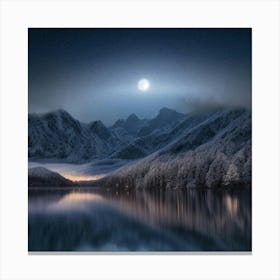 Moonlight Over Lake 1 Canvas Print