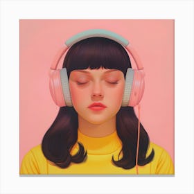 Girl With Headphones Canvas Print