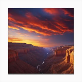 A Breathtaking View Of A Vast Canyon At Sunset, With Vibrant Colors Painting The Sky 2 Canvas Print