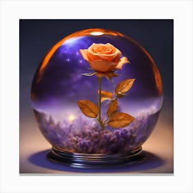 Rose In A Glass Ball Canvas Print