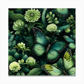 Green Butterflies Canvas Print