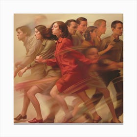 Group Of People Running Canvas Print