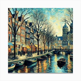 Amsterdam At Night Van Gogh painting Canvas Print