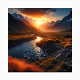 Sunset In The Mountains 1 Canvas Print