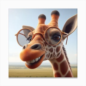 Giraffe With Glasses 2 Canvas Print