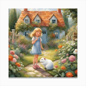 Little Girl In The Garden Canvas Print