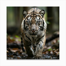 Tiger Walking In The Forest Canvas Print