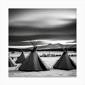 Teepees In The Snow Canvas Print