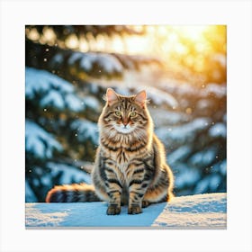 Cat In The Snow 2 Canvas Print