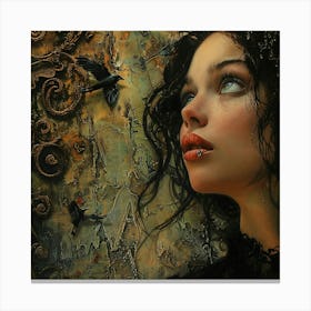 Woman With Black Hair Canvas Print