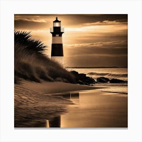 Lighthouse At Sunset 50 Canvas Print