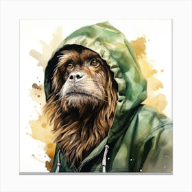 Watercolour Cartoon Howler Monkey In A Hoodie 1 Canvas Print