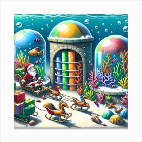 Super Kids Creativity:Santa Claus Under The Sea 1 Canvas Print