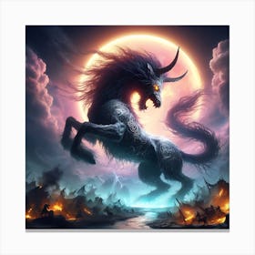 Demon Horned Horse Canvas Print