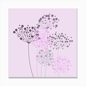 Botanical Drawing Background Plants Nature Stems Flowers Seeds Bloom Design Color Bohemian Floral Background Boho Pink Canvas Print