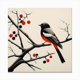 Polish Wycinanki, Bird On a Branch, folk art, 103 Canvas Print