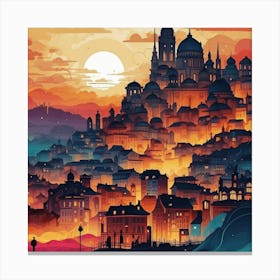 Cityscape At Sunset Canvas Print