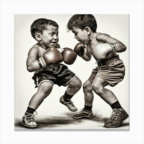 Two Boys Fighting Canvas Print