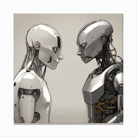 Two Robots Facing Each Other 1 Canvas Print