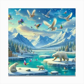 Polar Bears In Winter 2 Canvas Print