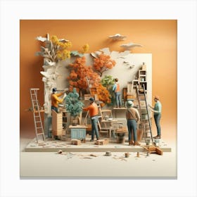 Paper Cut Art Canvas Print