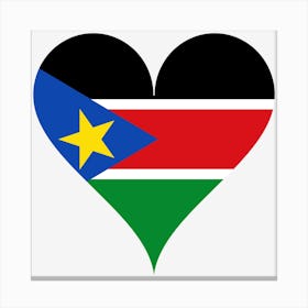 Heart Love Flag Star South Sudan Africa Heart Shaped Canvas Print