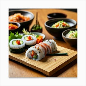 Sushi On A Wooden Board Canvas Print