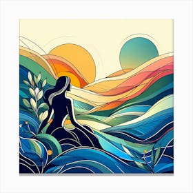 Abstract Woman In The Sea Canvas Print