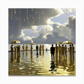Golden Umbrellas Canvas Print
