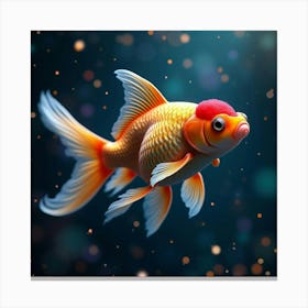 A Dreamy Goldfish With Scales Of Glowing, Fractal Colors Swimming Through A Cosmic Pond Canvas Print