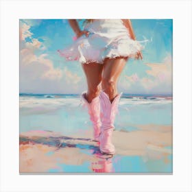 Cowgirl On The Beach Canvas Print