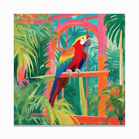 David Hockney Style: Parrot in Palm House Series 3 Canvas Print