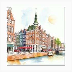 Watercolor Of Amsterdam 1 Canvas Print