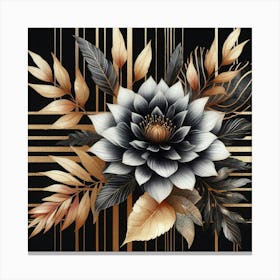 Black And Gold Flower 1 Canvas Print