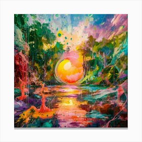 A stunning oil painting of a vibrant and abstract watercolor 3 Canvas Print