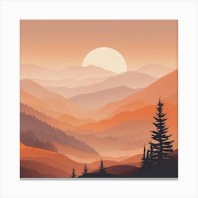 Misty mountains background in orange tone 39 Canvas Print