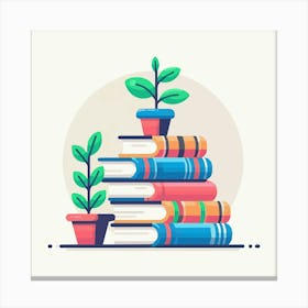 Books Design Collection Cartoon Reading Book Book Collection (8) Canvas Print