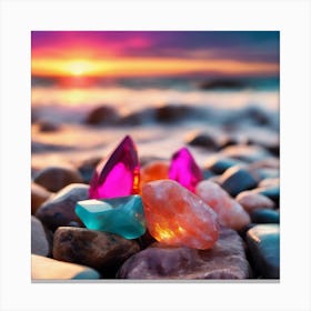 Colorful Stones On The Beach 1 Canvas Print