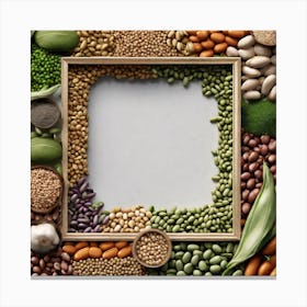 Frame Of Beans And Seeds Canvas Print