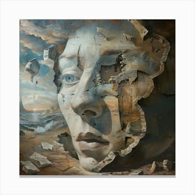 Fragmented Realities: A Visage of Time Canvas Print