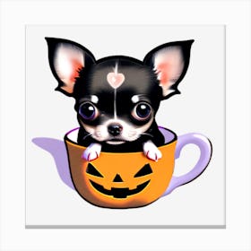 Chihuahua In A Pumpkin Cup Canvas Print