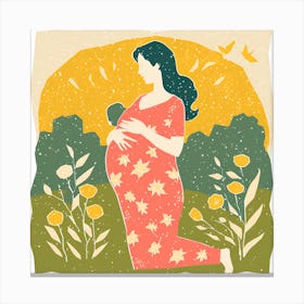 Pregnant Woman In The Field 1 Canvas Print