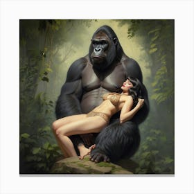 Giant gorilla carries limp sleeping fainted Canvas Print