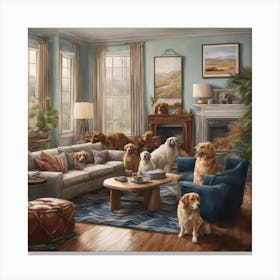 Dogs and The Living Room Canvas Print