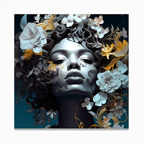 Woman With Flowers On Her Head 3 Canvas Print