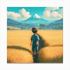 Boy In A Field Canvas Print