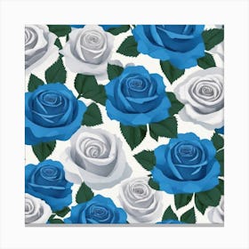 Blue And White Roses Canvas Print