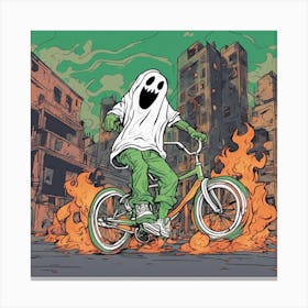Ghost On A Bike Canvas Print