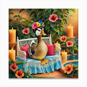 Duck On A Sofa Canvas Print