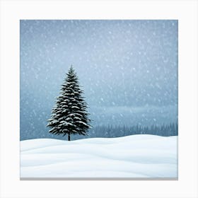 A Serene Winter Landscape Under A Subdued Grey Sky Snow Blankets A Fir Tree Frost Glistens On Surr (2) Canvas Print